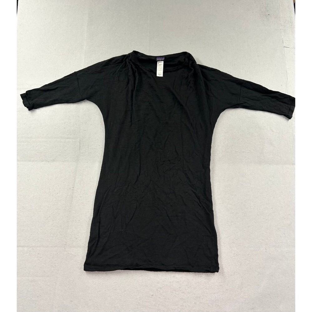 Patagonia Black Long Sleeve 100% Merino Wool T-Shirt Dress
